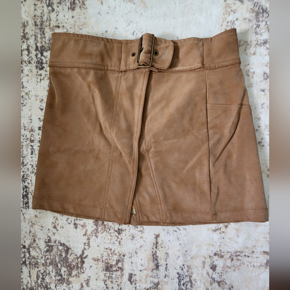 Free People Tan Suede Mini Skirt